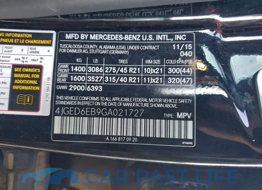 4JGED6EB9GA021727# 13