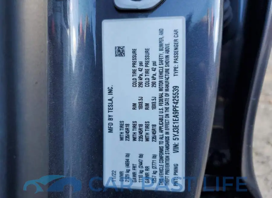 5YJ3E1EA9PF425539# 12