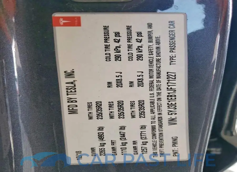 5YJ3E1EB1JF171227# 12