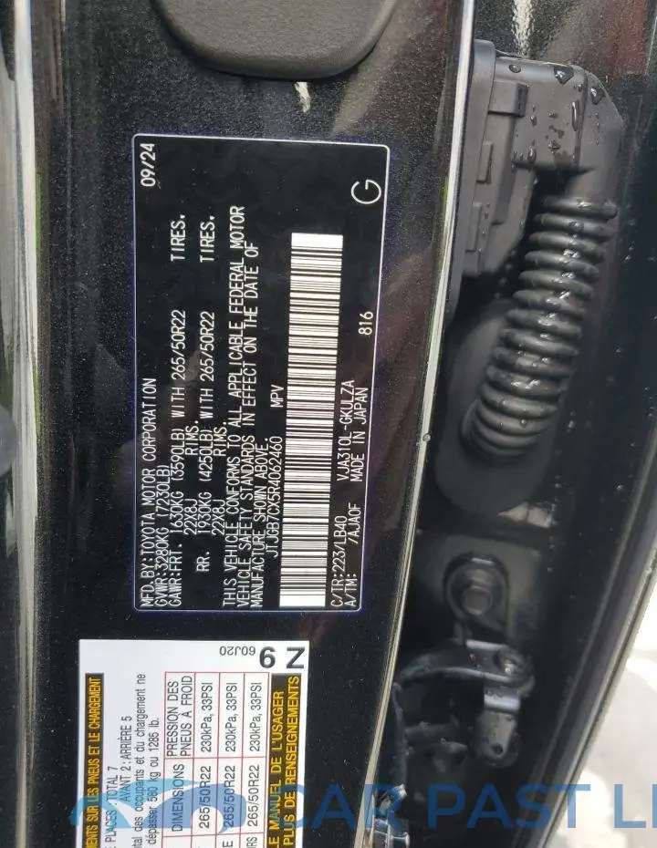 JTJGB7CX5R4062460# 13