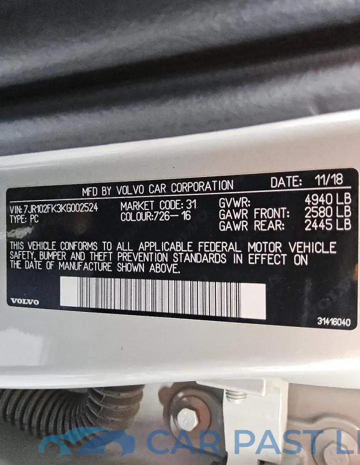 7JR102FK3KG002524# 12