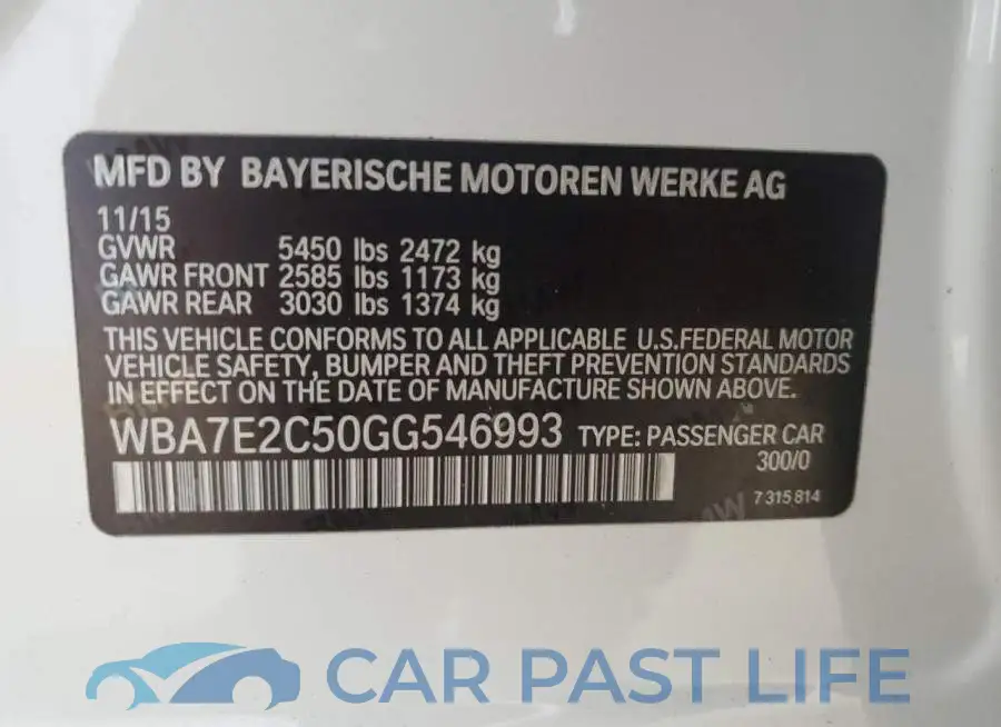 WBA7E2C50GG546993# 12