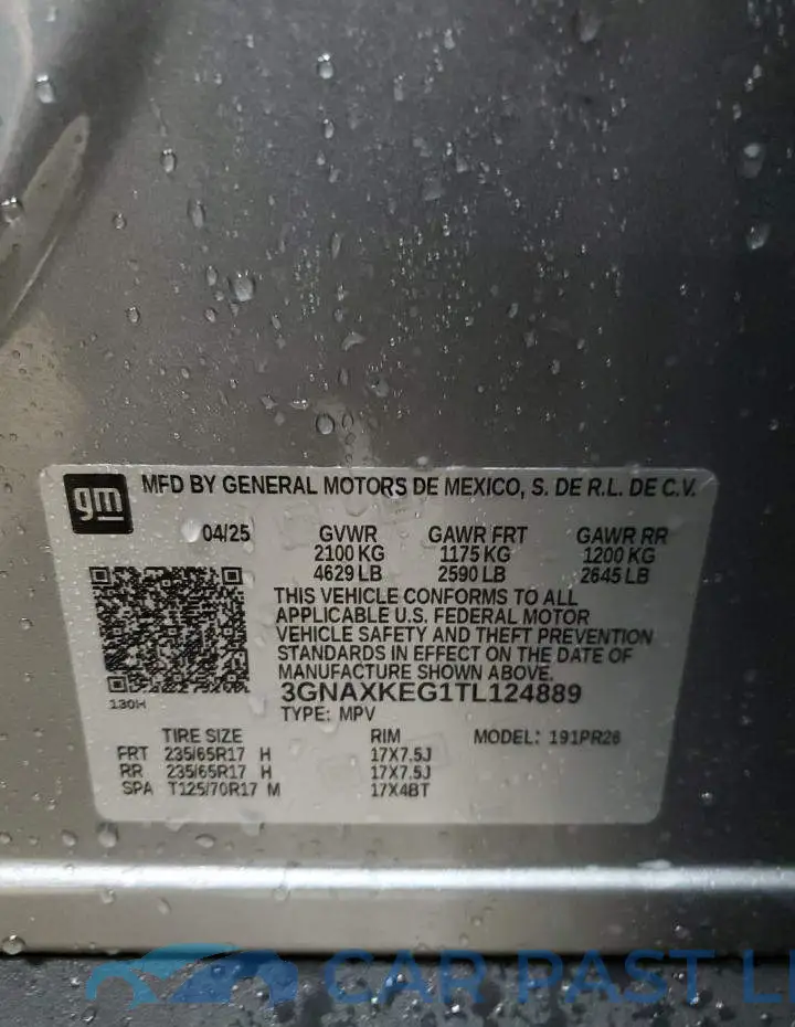 3GNAXKEG1TL124889# 14