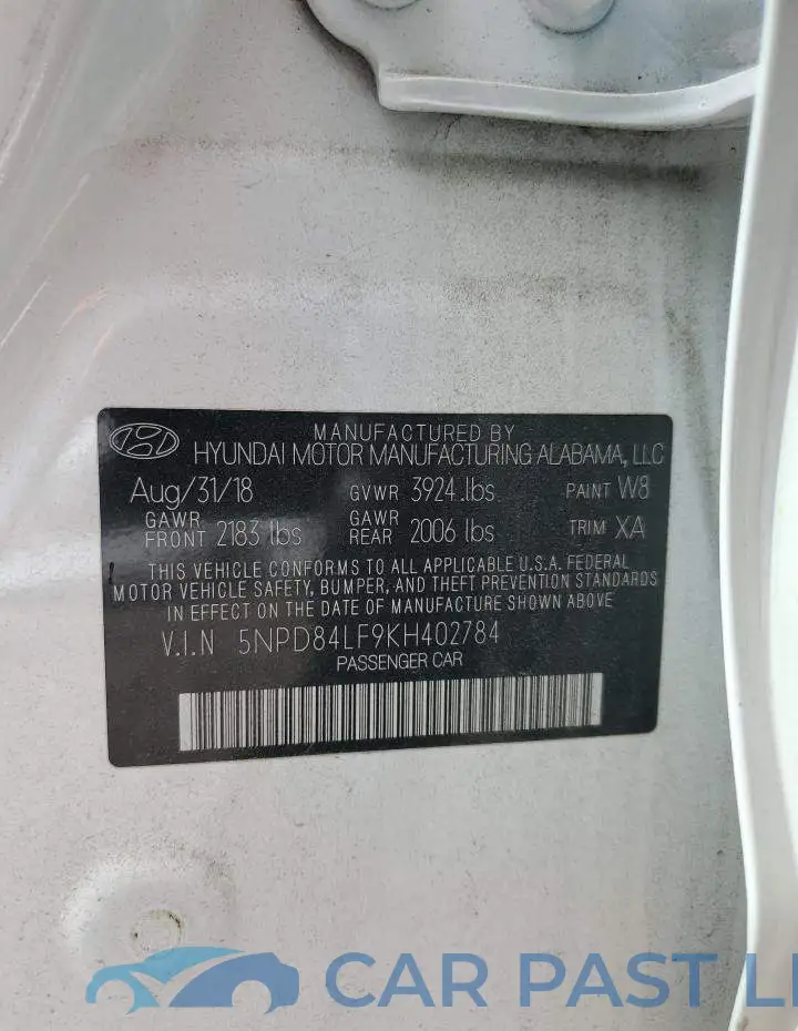 5NPD84LF9KH402784# 13