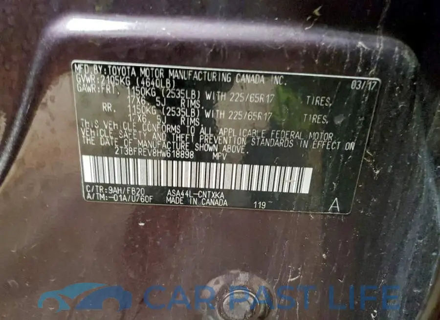 2T3BFREV8HW618898# 13