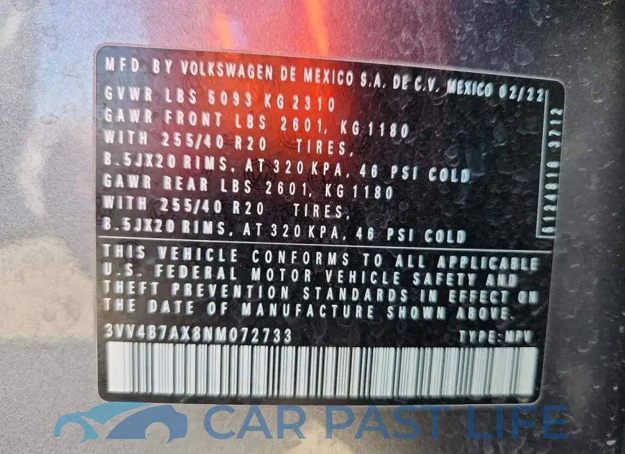 3VV4B7AX8NM072733# 14