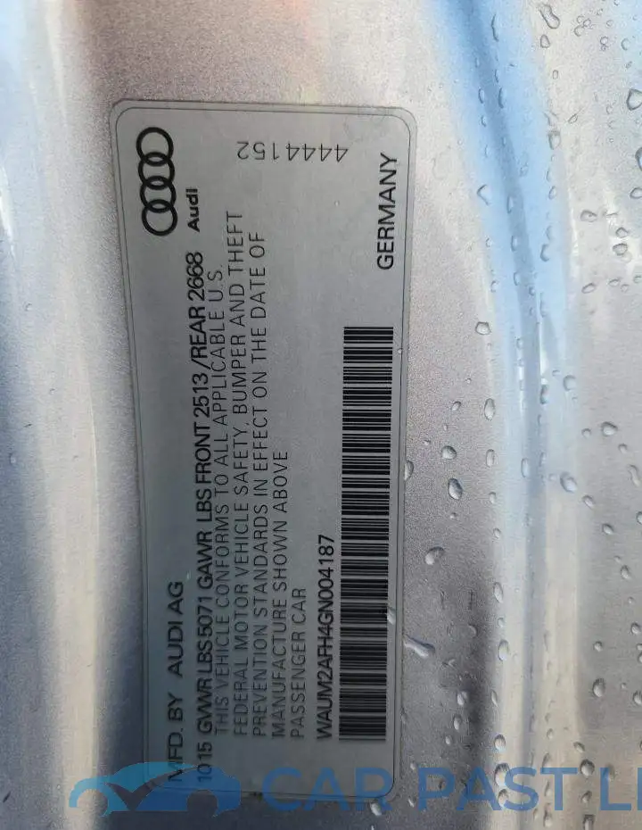 WAUM2AFH4GN004187# 12