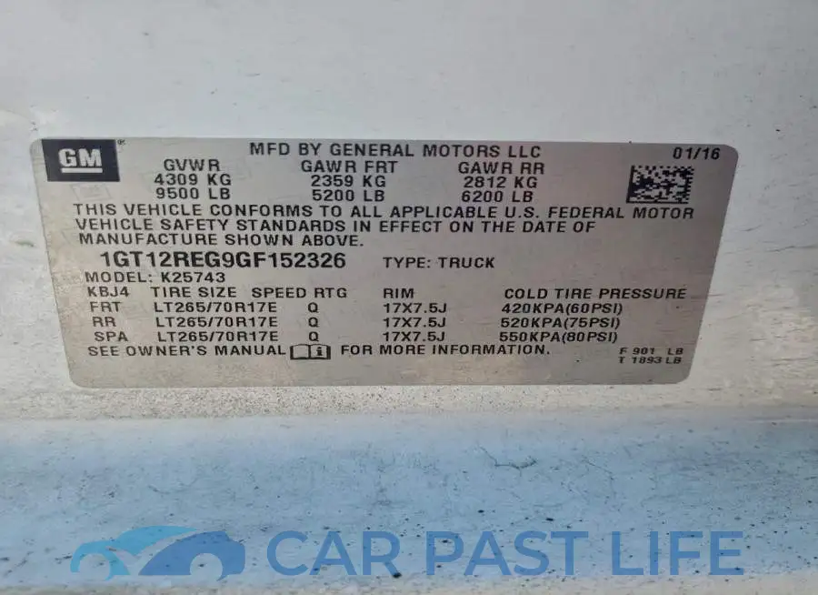 1GT12REG9GF152326# 12