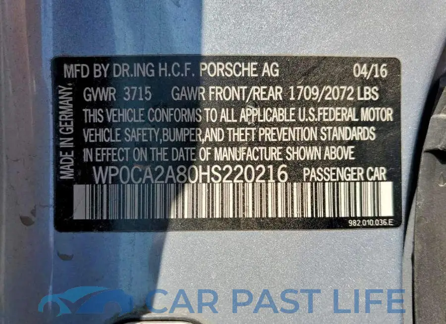 WP0CA2A80HS220216# 12