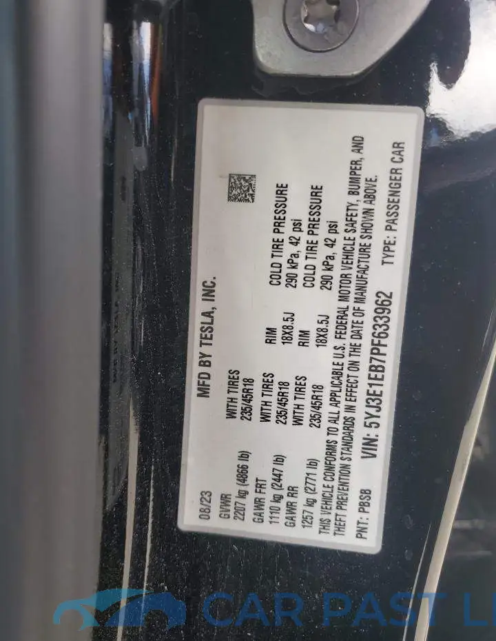5YJ3E1EB7PF633962# 13