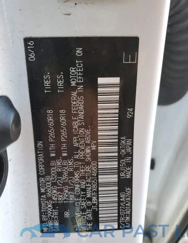 JTJBM7FX8G5146800# 13