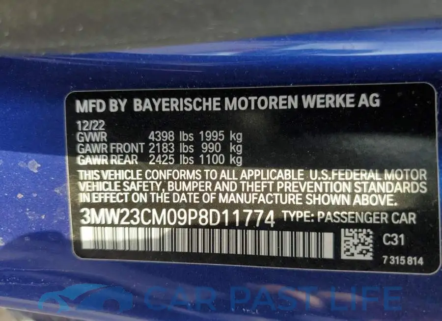 3MW23CM09P8D11774# 12