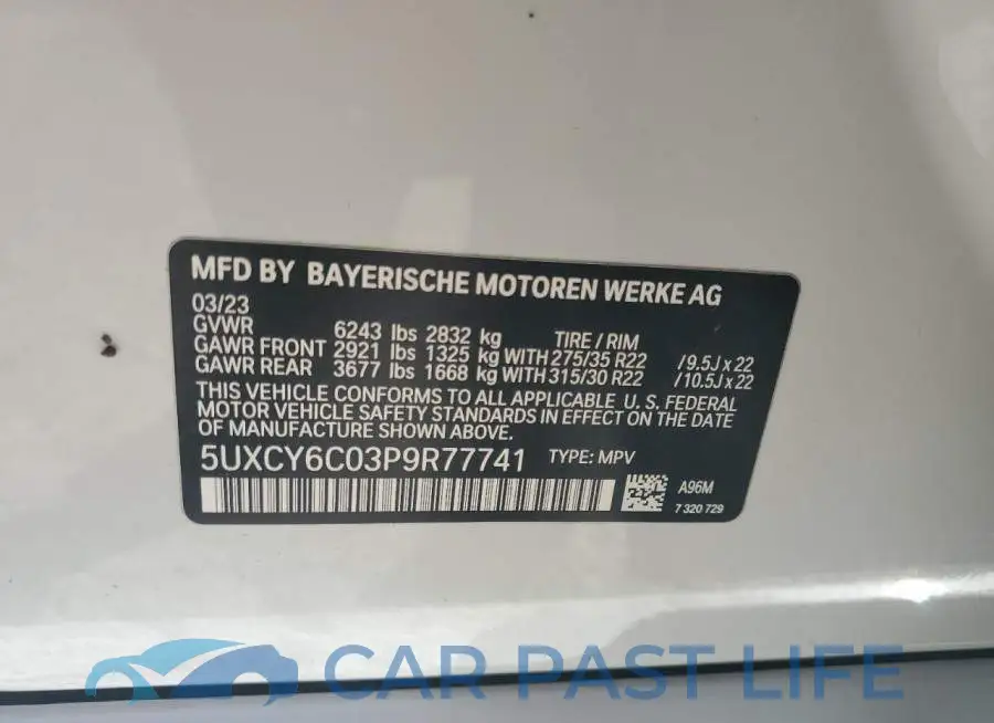 5UXCY6C03P9R77741# 13