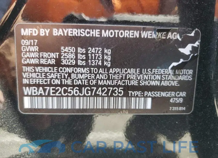 WBA7E2C56JG742735# 12