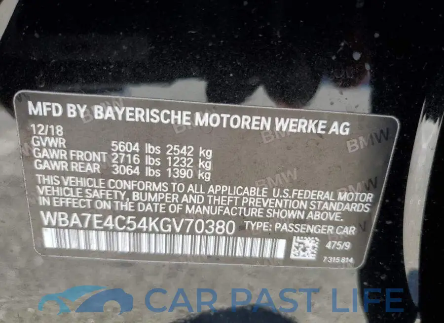 WBA7E4C54KGV70380# 12