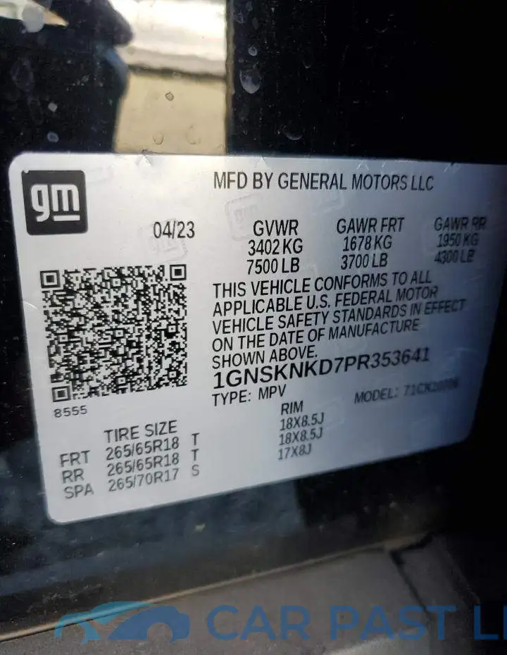 1GNSKNKD7PR353641# 13