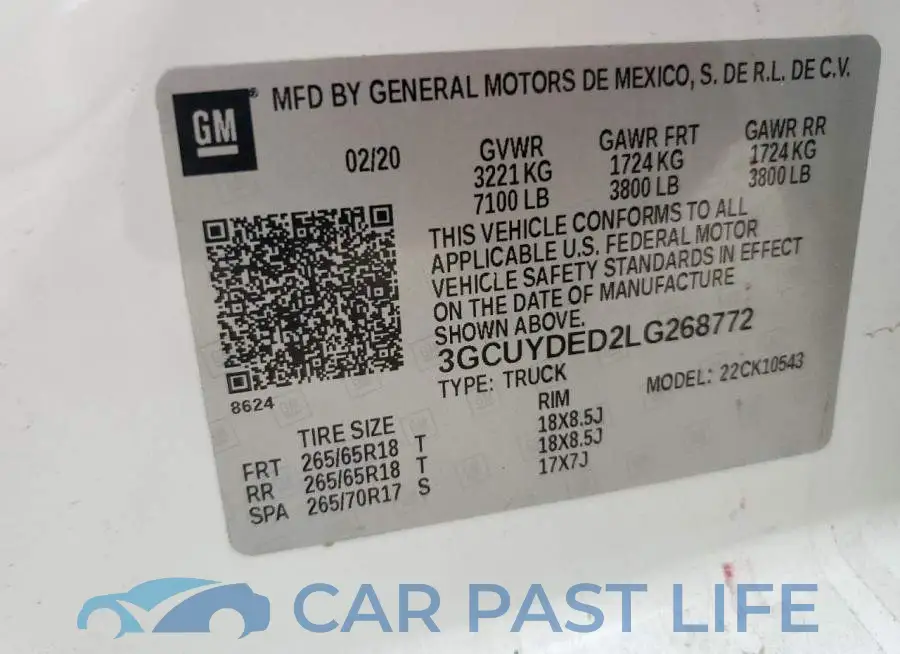 3GCUYDED2LG268772# 12