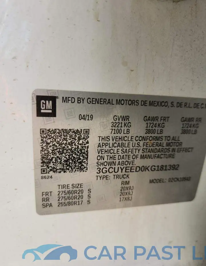 3GCUYEED0KG181392# 12