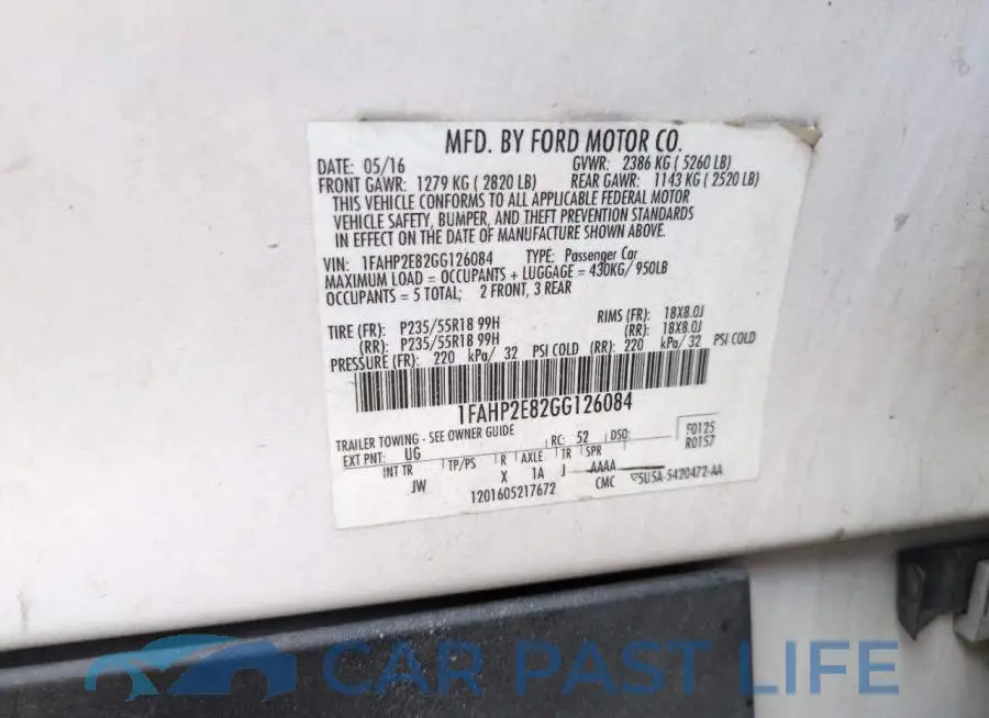 1FAHP2E82GG126084# 12