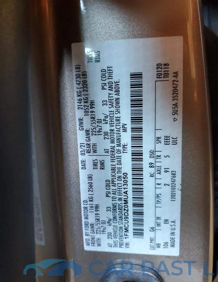 1FMCU9DZ0MUA13050# 13