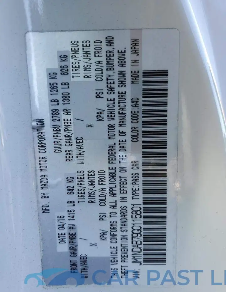 JM1NDAB79G0115801# 12