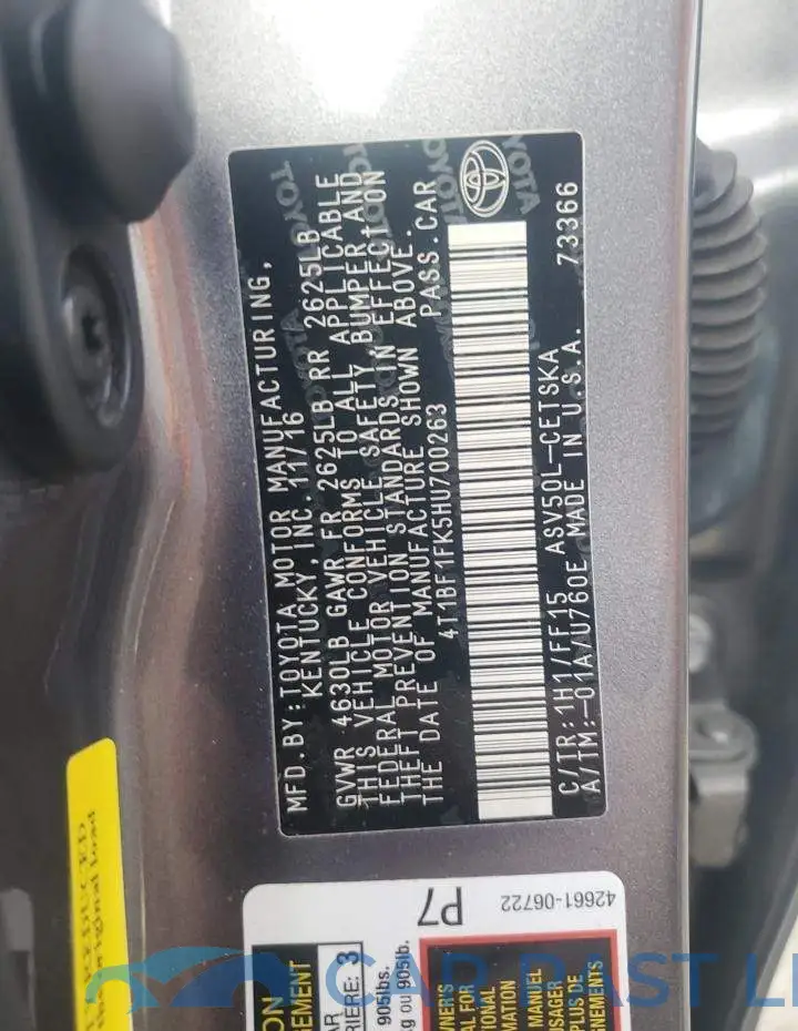4T1BF1FK5HU700263# 14