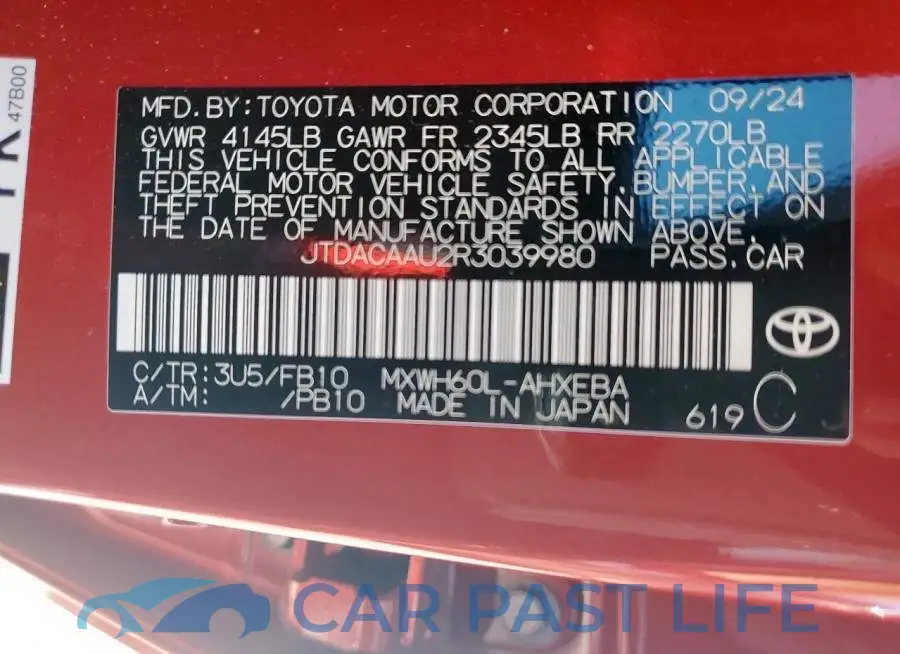 JTDACAAU2R3039980# 12