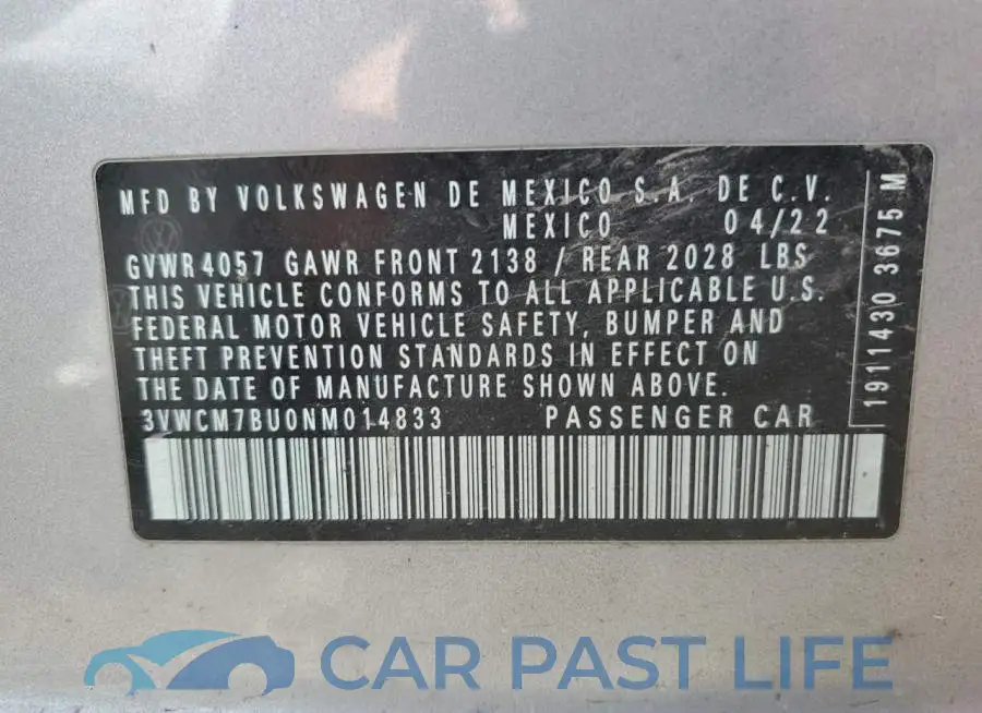 3VWCM7BU0NM014833# 12