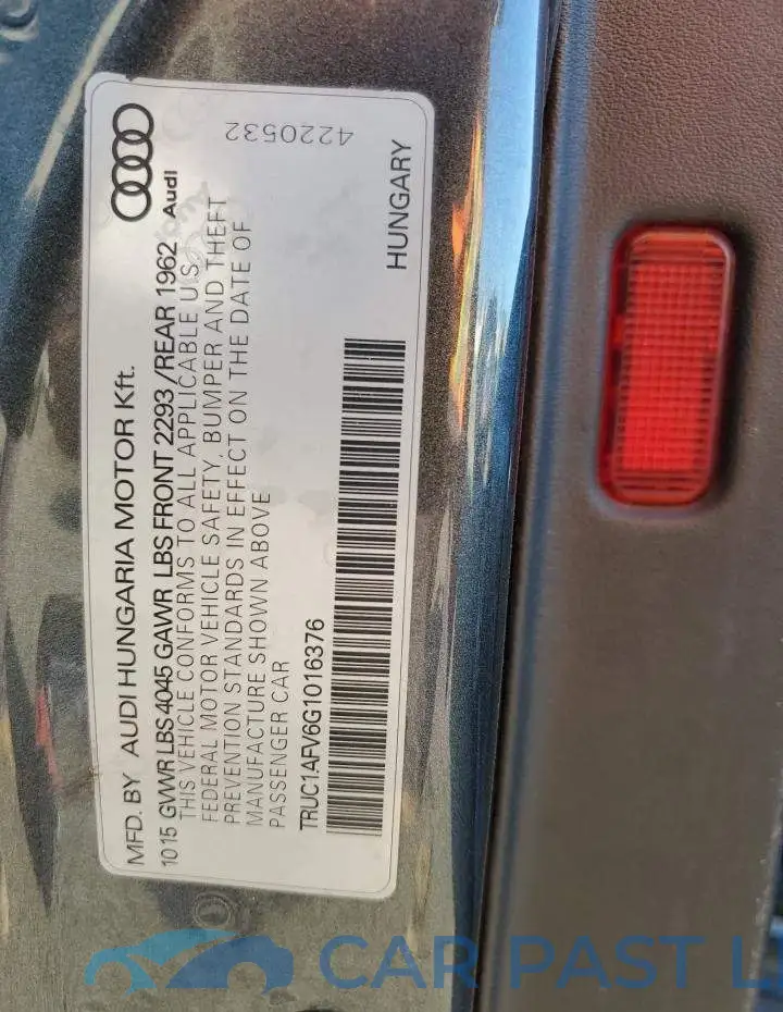 TRUC1AFV6G1016376# 12