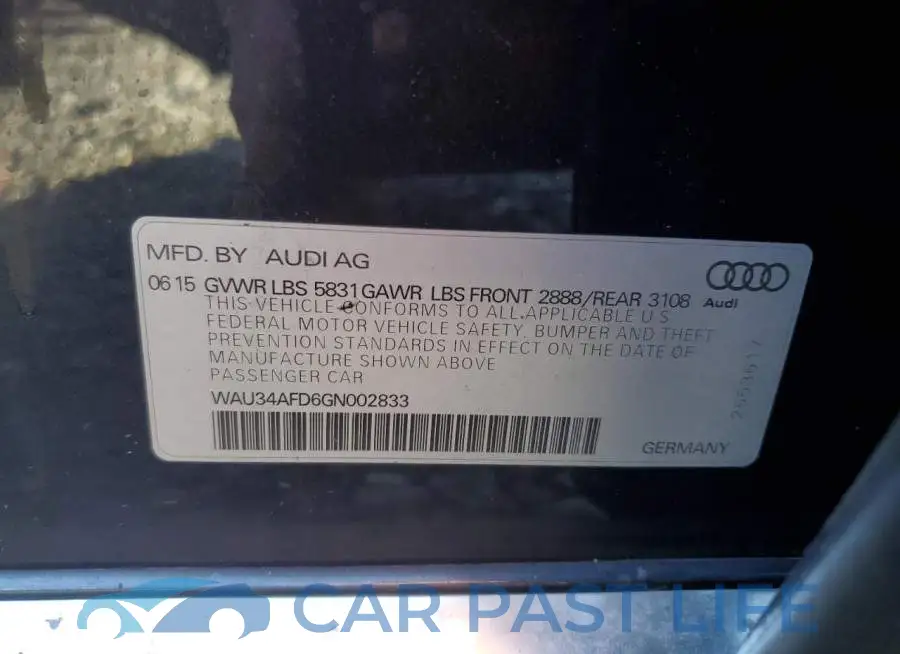 WAU34AFD6GN002833# 12