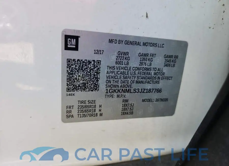 1GKKNMLS3JZ187766# 13