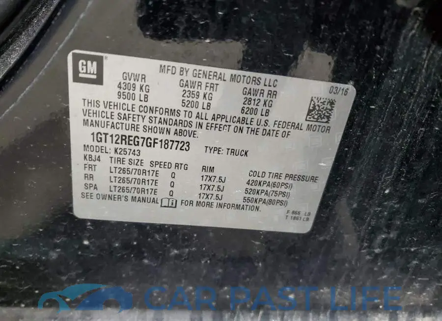 1GT12REG7GF187723# 12