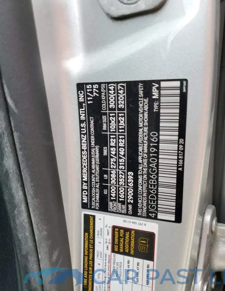 4JGED6EB6GA019160# 13