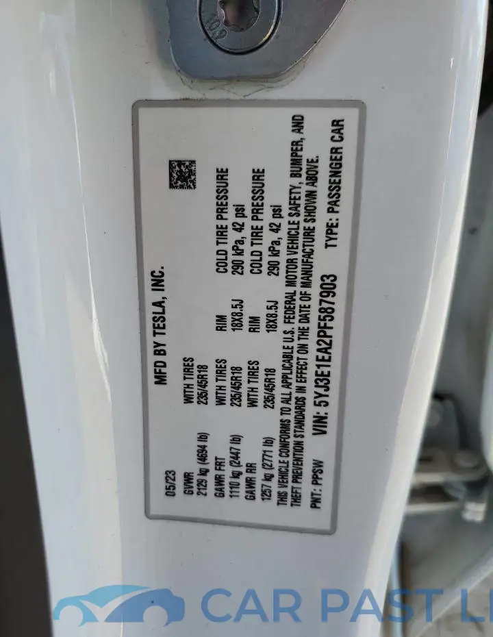 5YJ3E1EA2PF587903# 12