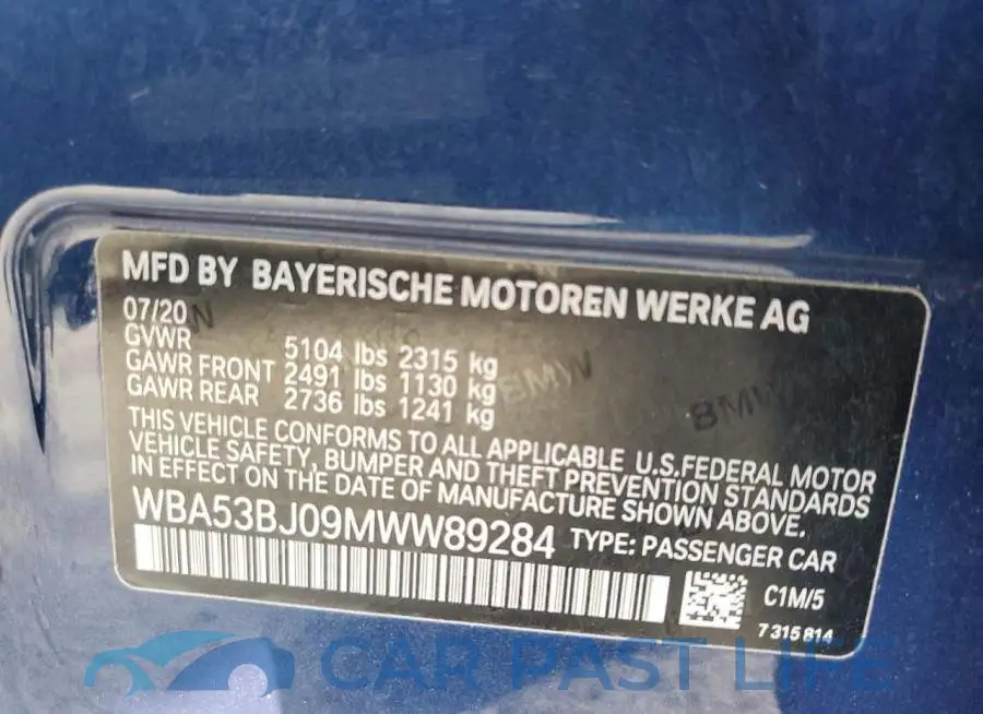 WBA53BJ09MWW89284# 12