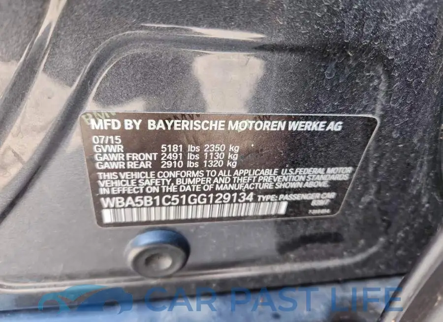 WBA5B1C51GG129134# 13