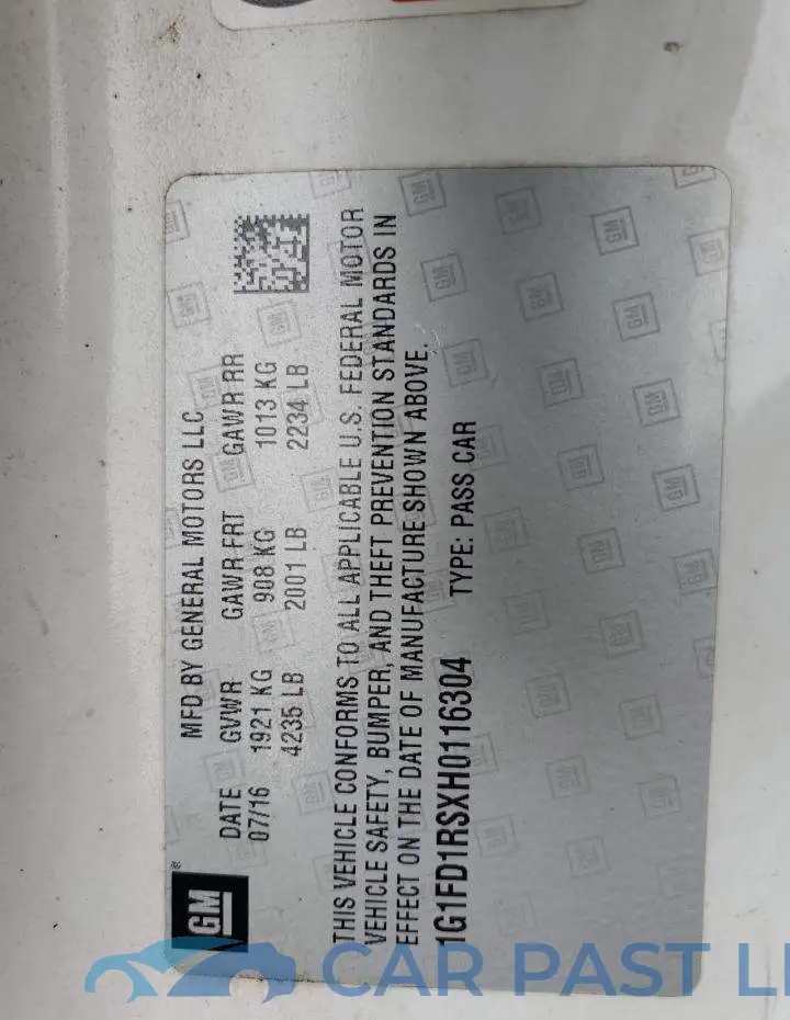 1G1FD1RSXH0116304# 12