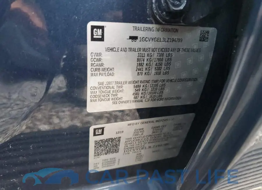 1GCVYGEL3LZ194789# 12