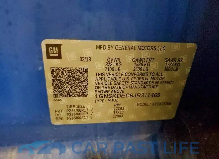 1GNSKDEC6JR311465# 14