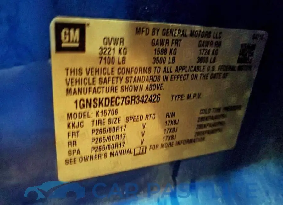 1GNSKDEC7GR342426# 13