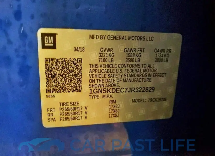 1GNSKDEC7JR322829# 13