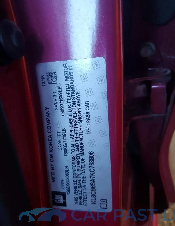 KL8CB6SA7KC763806# 12