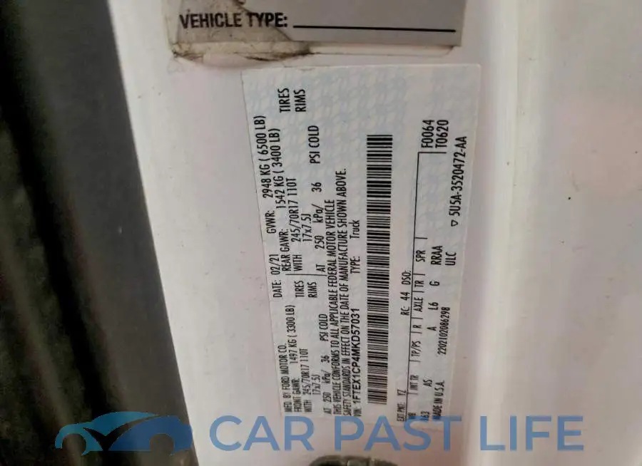 1FTEX1CP4MKD57031# 12