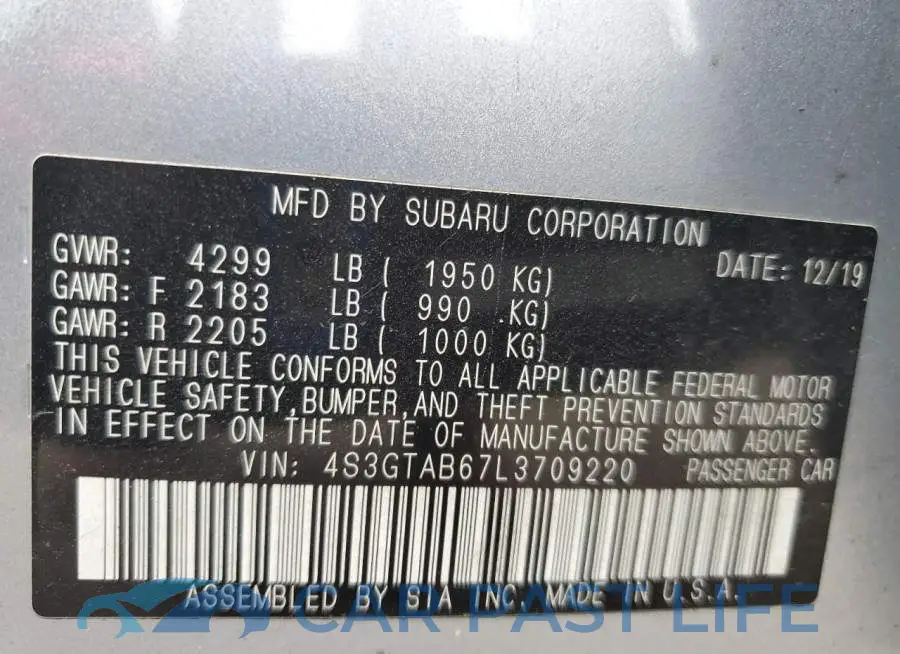 4S3GTAB67L3709220# 13