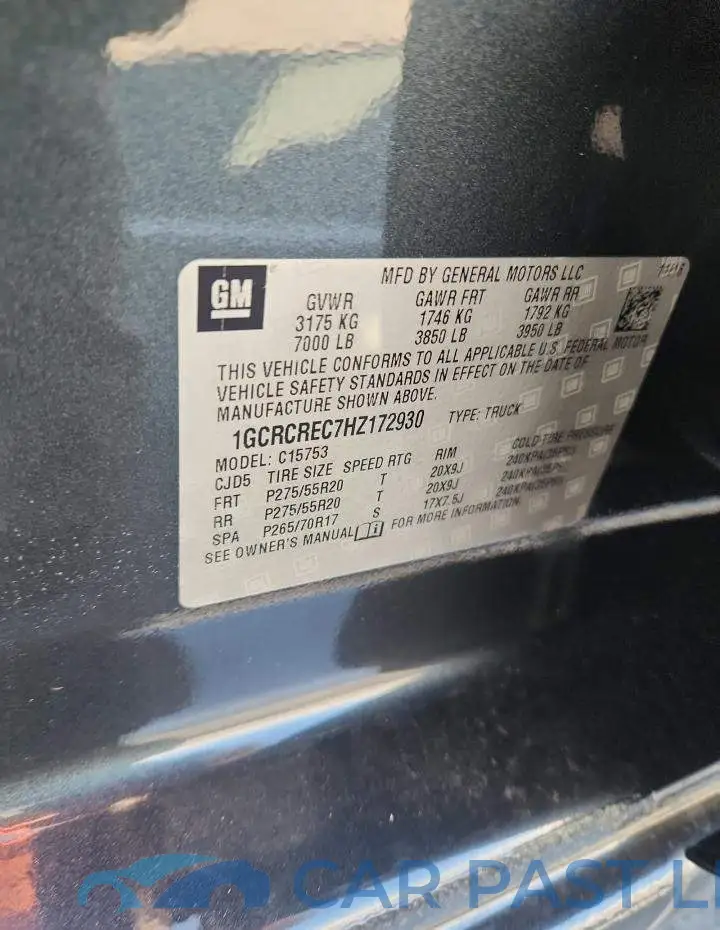 1GCRCREC7HZ172930# 12