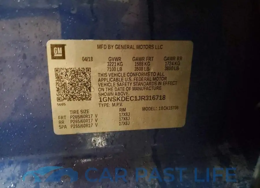 1GNSKDEC1JR316718# 14