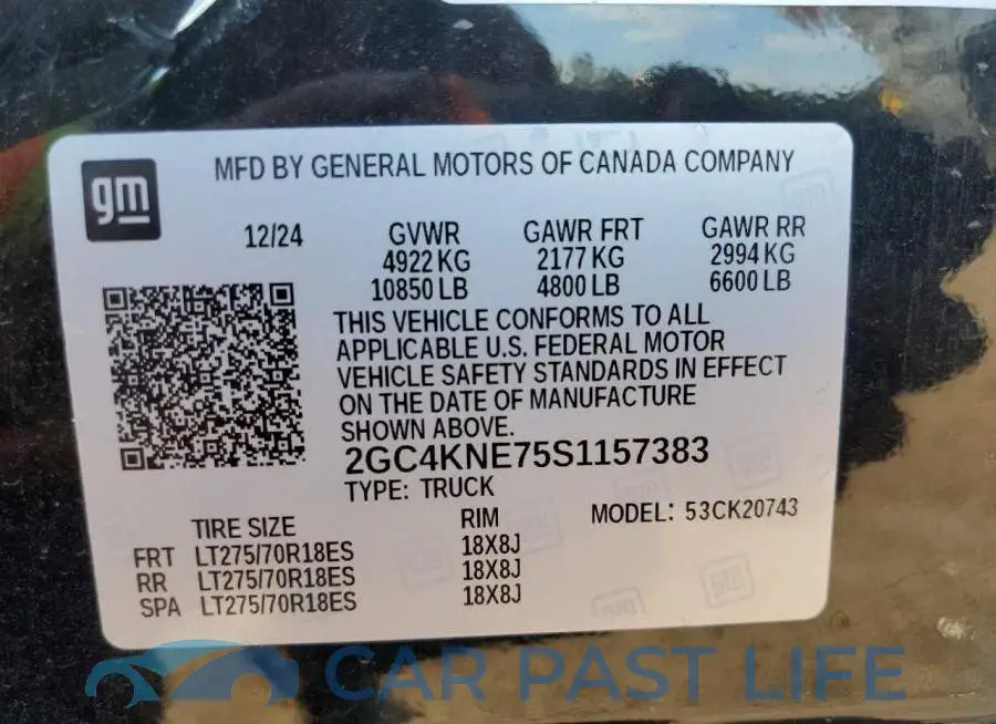 2GC4KNE75S1157383# 12