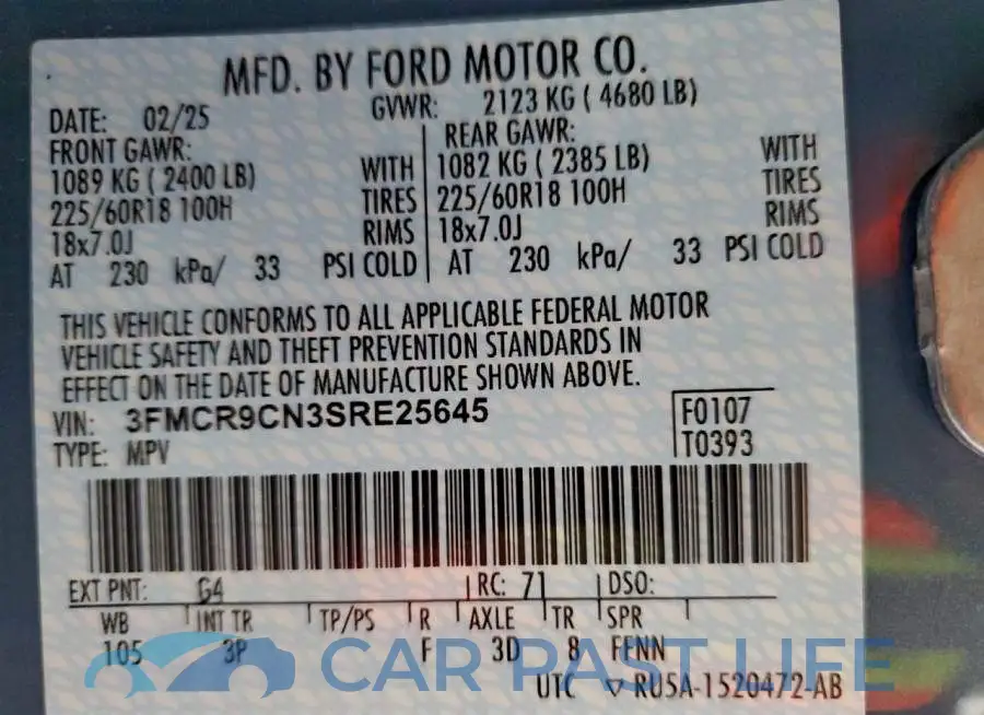 3FMCR9CN3SRE25645# 12