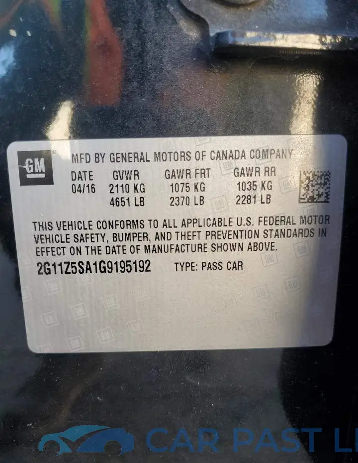2G11Z5SA1G9195192# 12