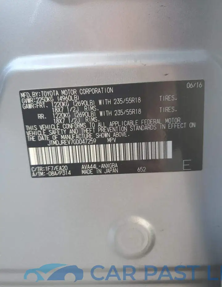 JTMDJREV7GD047259# 13